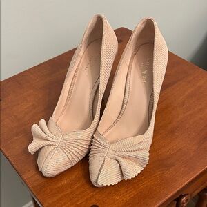 Kate Spade Textured Tan Heels with Bow